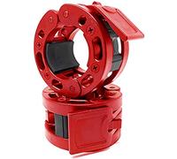 Clout Fitness Olympic Barbell Clamps Collars Quick Release Pair of Locking Weight Clips Fit 2 Inch Barbell for Weightlifting Red