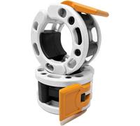 Clout Fitness Olympic Barbell Clamps Collars Quick Release Pair of Locking Weight Clips Fit 2 Inch Barbell for Weightlifting (Orange/White)