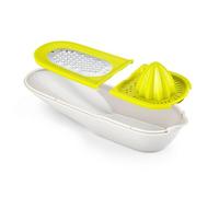 CLOVE 2in1 Small Lemon Squeezer Press Manual with Container and Mini Lemon Zester Grater Tool Stainless Steel 18/10 Plastic BPA-free Dishwasher Safe Citron Handpress Lime Reamer Green