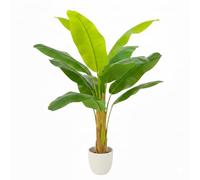 Clove, Artificial Plant Large Banana Tree 120 cm with Real and Natural Trunk - Decorative, Tree, Decoration for Indoor, Office, Home, Hotels and Events - Moldable Leaves, Realistic Plant