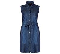 Clove Jeans A-Line Blue Denim Women Shirt Collar Dress - Plus Size Military Inspired Sleeveless Midi Shift Dresses UK - Front Flap Pockets Plus Size 14 to 26