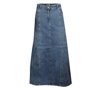 Clove Jeans A Line Long Maxi Women's Skirts - Stone Wash Stretch Blue Denim Skirts with Pleated Full Length - Versatile and Stylish Women's Jeans Maxi Skirt in UK Plus Size(8-24)