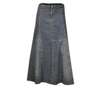 Clove Jeans A Line Midi Skirts for Women UK - Blue Stretch Denim Midi Skirt with V Panels on The Bottom Hem - Below Knee Length Skirt Plus Size Denim 12-24