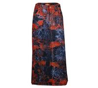 Clove Jeans Red and Black Tie Dye Maxi Skirt Stretch Denim Skirts for Women UK - Long Slim Fit Pencil Skirt with Multi-Functional Pockets Plus Size Pencil Skirts UK 12-24