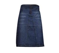 Clove Jeans Womens Zip Panel Blue Midi Skirts for Women UK - Knee Length Skirt A Line V Panels Flare Hem Denim Skirt Plus Size 12-24