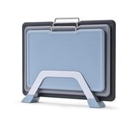 CLOVE Plastic Chopping Board Set with Stand BPA-Free Dishwasher Safe Black Grey Colour Coded Cutting Boards with Holder Non-Slip for Kitchen Meat Large 32x24, Medium 30x20cm, Small 26x19cm, 8mm Thick