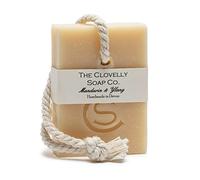 Clovelly Soap Co Natural Handmade Soap on a rope Bar (Mandarin & Ylang, 100g) For all skin types.