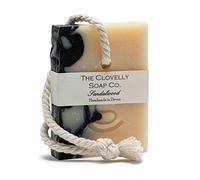 Clovelly Soap Co Natural Handmade Soap on a rope Bar (Sandalwood, 100g) For all skin types.