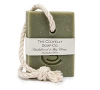 Clovelly Soap Co Natural Handmade Soap on a rope bar (Sandalwood & May Chang with Green Clay 100g) For all skin types.