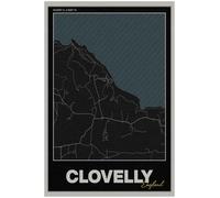 Clovelly Street Map Poster Print | England | BLACK | A4