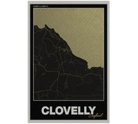 Clovelly Street Map Poster Print | England | Gold | A4