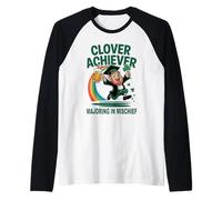 Clover Achiever Mischief Maker St Patrick's Day Irish Puns Raglan Baseball Tee