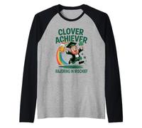 Clover Achiever Mischief Maker St Patrick's Day Irish Puns Raglan Baseball Tee