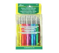 clover Amour Crochet Hooks 10 kg-Size B to J, Fabric, Multicolor, 5.5" Height x 4.2" Length x 1" Width
