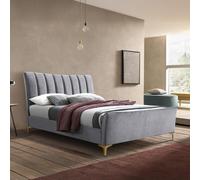 Clover Bed - Grey Velvet Fabric - Sizes Available