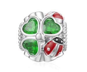 Clover Charm for Pandora Charms Red Ladybug Lucky Bead for St. Patricks Day