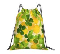 Clover Coin Drawstring Bag Sport Sack Shamrock Drawstring Gym Bag for Kids Adults Water-Resistant Swimming String Backpack for Fitness Running Yoga Travel