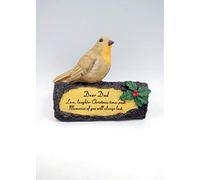 Clover Cottage Gifts Dad Robin On Log Christmas Memorial Ornament Plaque