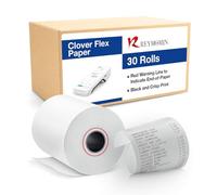 Clover Flex Paper Rolls - 30 Rolls - 2 1/4'’ x 50’- 55 GSM - Credit Card Clover Flex Receipt Paper Thermal for C401, C403, C405 and C406 POS Machines - BPA Free Material