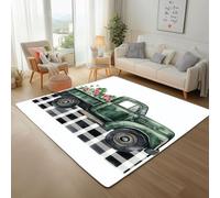 Clover Floral Car Rectangle Rugs Living Room Rug for Bedroom 80x150cm Non-Slip Washable Carpet Modern Geometric Checkered Gray Short Pile Area Rug for Dining Room Kitchen Office Floor mats