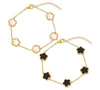 Clover Flower Design Bracelet Pack of 2 Adjustable Clover Leaf Double-Sided Bracelets Four Leaf Lucky Bracelet for Wedding Fashionable Exquisite Friendship Bracelet for Women