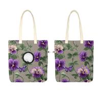 Clover Flowers and Leaves Pansies and Butterflies Pet Canvas Bag, Portable Shoulder Carrying Bag Cat Carriers for Outdoor Shopping Camping