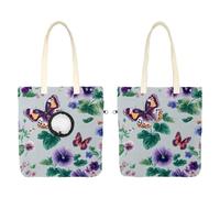 Clover Flowers Pansies and Leaves and Butterflies Pet Canvas Bag, Portable Shoulder Carrying Bag Cat Carriers for Outdoor Shopping Camping