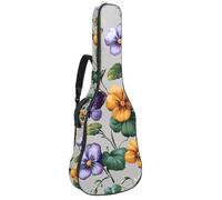 Clover Flowers Pansies Leaves and Butterflies Padded Guitar Bag, Protective Acoustic Guitar Cover Gig Bag for Electric Bass Classical Guitar