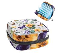 Clover Flowers Pansies Leaves and Butterflies Sanitary Napkin Storage Bag, Large Menstrual Cup Pouch with Zipper, Period Pads Bag Store Panty Liners Tampons for Girls Women