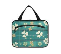 Clover Green Stripe Hanging Travel Tote Bags for Women with Hook, Designer Necessities Hanging Toiletry Bags for Traveler Backpacking Porta cosmeticos Mujer para cartera L