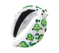 Clover Headband,Clover Headband for Women - Green Shamrock Decorative Headband,Green Shamrock Headbands, Irish Party Headbands with Wide Part for Women