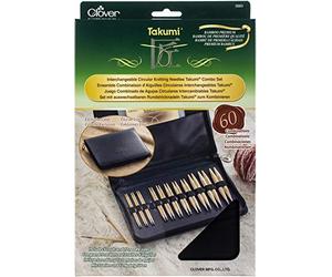 Clover Interchangeable Circular Knitting Pins Set, Bamboo, 3.25 mm-10 mm