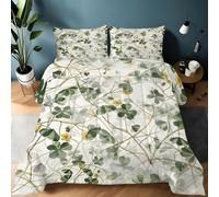 Clover King Duvet 10.5 Tog, Lucky Style Microfiber Bedding Set, 1 Quilt 220x230cm and 2 Pillowcases 50x75cm, All Year Round Comforter for Cozy Nights B2177