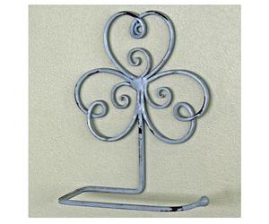 CLOVER LEAF TOILET LOO ROLL HOLDER in shabby chic grey