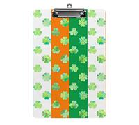 Clover Leaves and Irish Flag A4 Size Clipboard Funny Aesthetic Working Studying Letter Standard Clip Board 12.5×8.5 in Hardboard for School Classroom Kids Writing Drawing