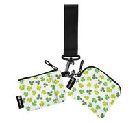 Clover Leaves Lucky Women's Double Wallets Buskraft Card Case Small Portable Credit Card Wallet Organizer with Zipper Pocket for Men Women 2 Pack, Clover Leaf Lucky Green Doodles, 1 Size, Modern,