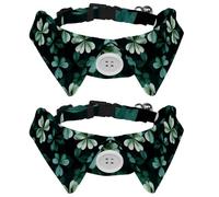 Clover Leaves on Dark Green Background Dog Collar Bowtie, Comfortable Adjustable Dog Bow Tie Collar for Small Boys and Girls Pets