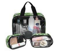 Clover Leaves St. Patrick's Day Travel Makeup Bag for Women Men, Translucent Cosmetic Bags 3 Pcs Large Shower Wash Pouch Toiletry Cosmetic Toiletries Organizer