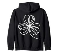 Clover Line Art Good Luck Zip Hoodie