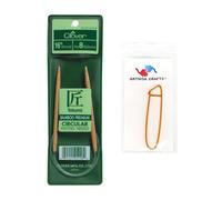 Clover Needlecraft Takumi Bamboo Circular Knitting Needles 16 inch Size 4/3.5mm 3016/16 04 with Stitch Holder