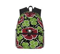 Clover on Black Print Backpack for Men and Women, Multi-Purpose Rucksack