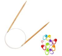 Clover PRO Takumi Circular Knitting Needle Bamboo 32 inches Size US 10 (6.00mm) 3352 with 10 Colorful Stitch Markers