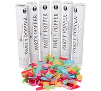 Clover Products 12 Biodegradable Confetti Cannons 6 Pack Multicolor Poppers for Weddings, Birthdays & Events Air-Powered, Safe & Easy to Use Shoots 25 Feet for Indoor & Outdoor Celebrations