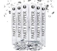 Clover Products 12 Biodegradable Confetti Cannons 6 Pack Silver Mylar Poppers for Weddings, Birthdays & Events Air-Powered, Safe & Easy to Use Shoots 25 Feet for Indoor & Outdoor Celebrations