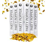 Clover Products Confetti Poppers Premium Large Confetti Cannon - 6 Pack Gold Mylar Launches 20-25ft Celebrations, New Year's Eve, Birthdays and Weddings