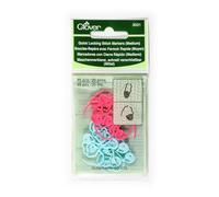 Clover Quick Locking Stitch Markers (Medium), Pink/Blue, 13 x 6.5 x 0.5 cm