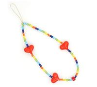 Clover Smiley Face Beaded Phone Lanyard Wrist Strap Fruit Letter Pearl Rainbow Handmade Clay Beads Anti Lost Phone Chain Keychain for Women Girls