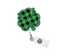 Clover St. Patrick's Day Badge Reel with Clover Design Green Badge Reels 360° Swivel Reusable Acrylic Nurse Badge Reel for Nurse Work Doctor Teacher RN Student Office Staff 1 Pcs