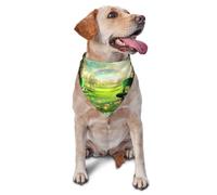 Clover Tree, Rainbow And Gold Coin Printed Graphic Pet Triangle Scarf For Dogs & Cats, Adjustable Cute Pet Bandana For & Photo Shoots