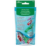 Clover Wonder Clips Assorted Pack, 26 Pieces, Plastic, Metal, Fabric, Green, Red and Purple, Jumbo, Classic and Mini